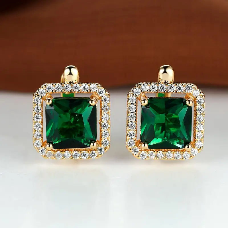 Pendientes Cuadrados Verde