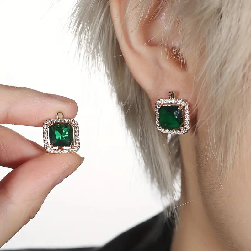Pendientes Cuadrados Verde
