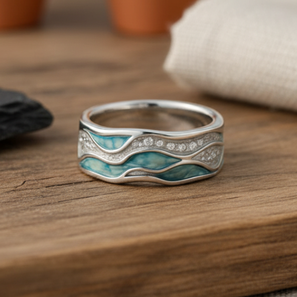 Chloe Anillo de Ondas con Turquesa