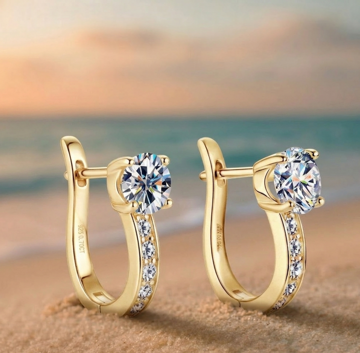 Pendientes Huggie de Moissanite Kanal