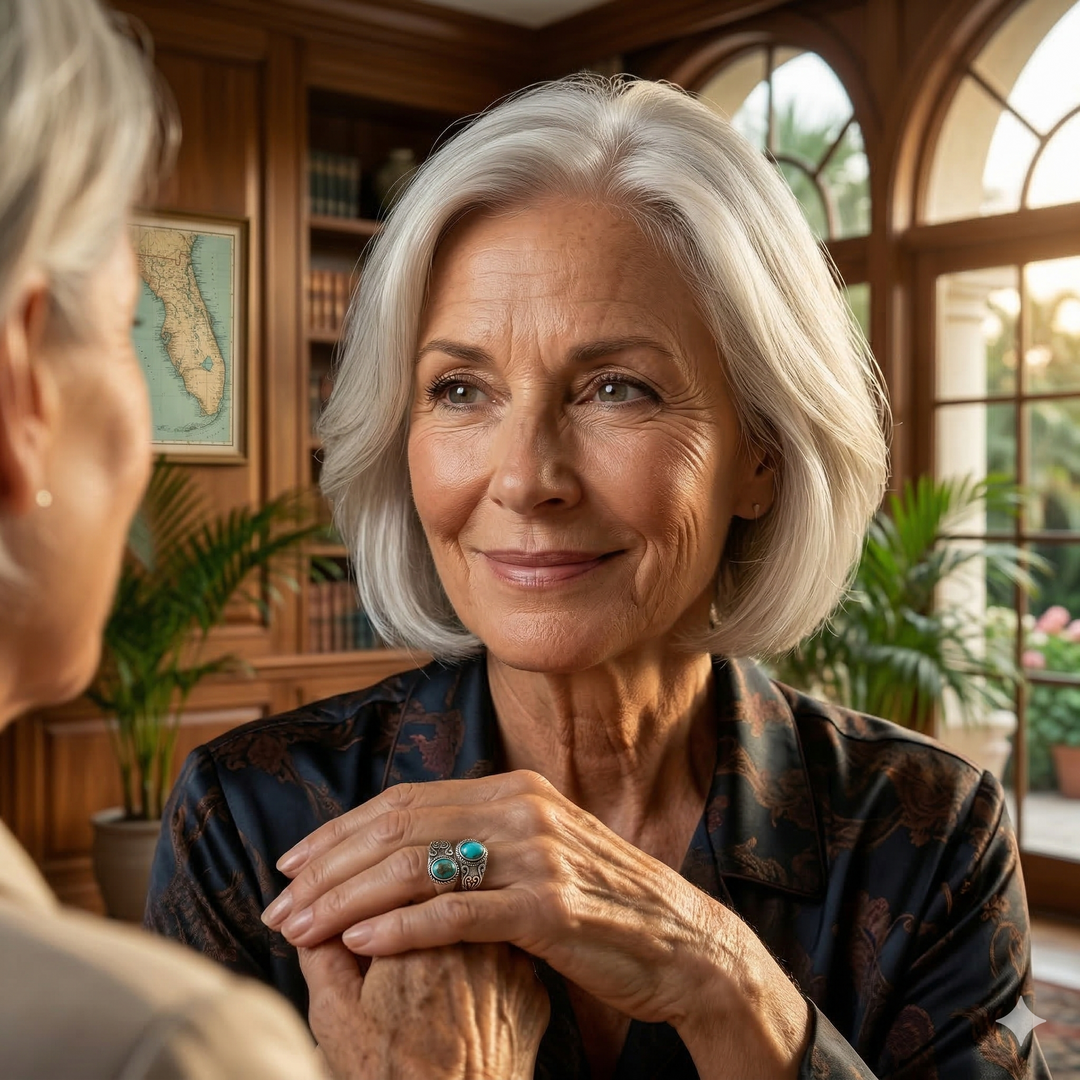 Anillo elegante vintage con banda cruzada y turquesa