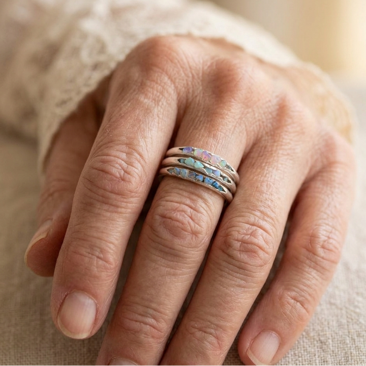 Mabel  Anillo con Piedras Azules Vintage en Capas
