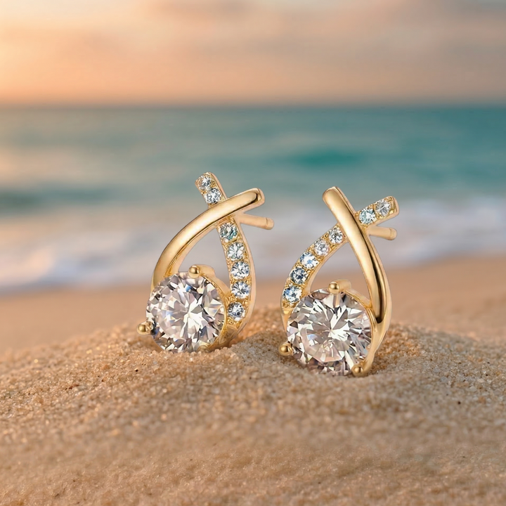 Pendientes Leni con cruz y circonitas