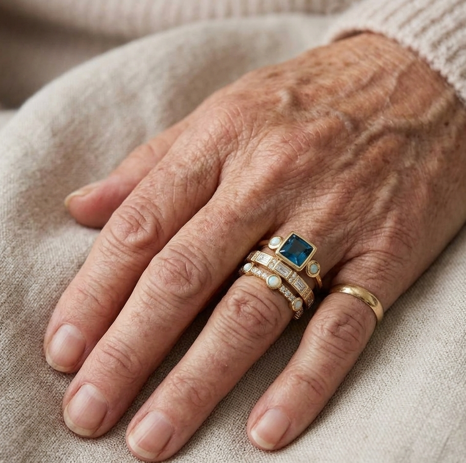 Carla - Conjunto de Anillos Azul Vintage