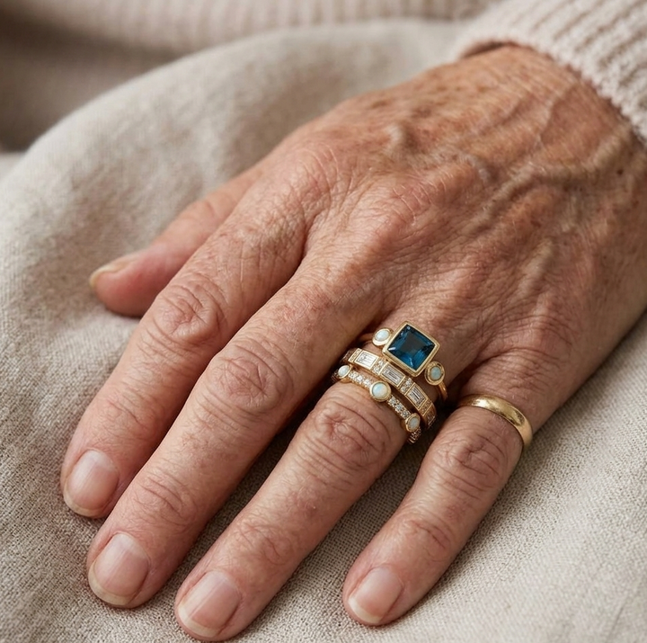 Carla - Conjunto de Anillos Azul Vintage
