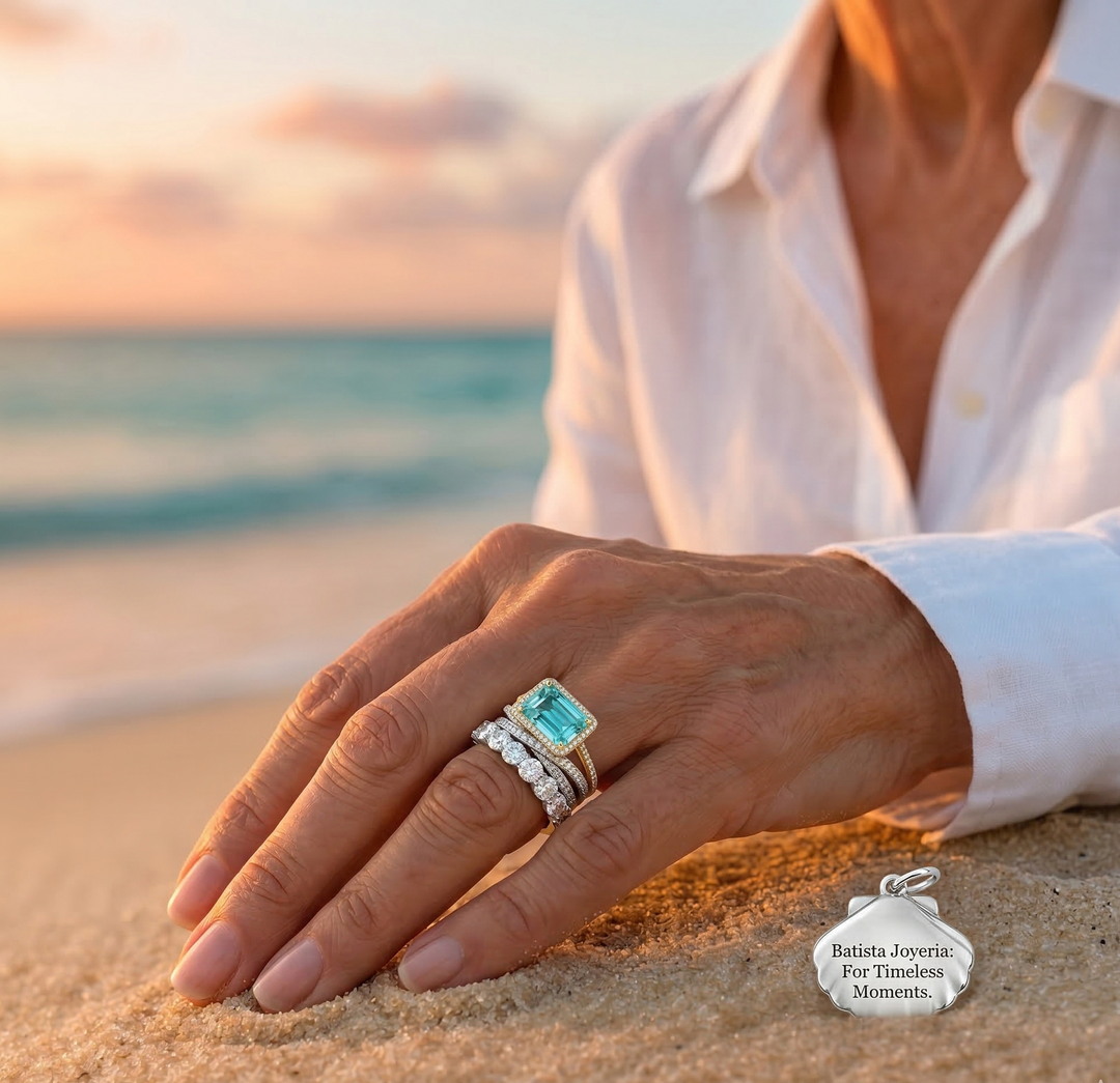 Conjunto de anillos vintage turquesa