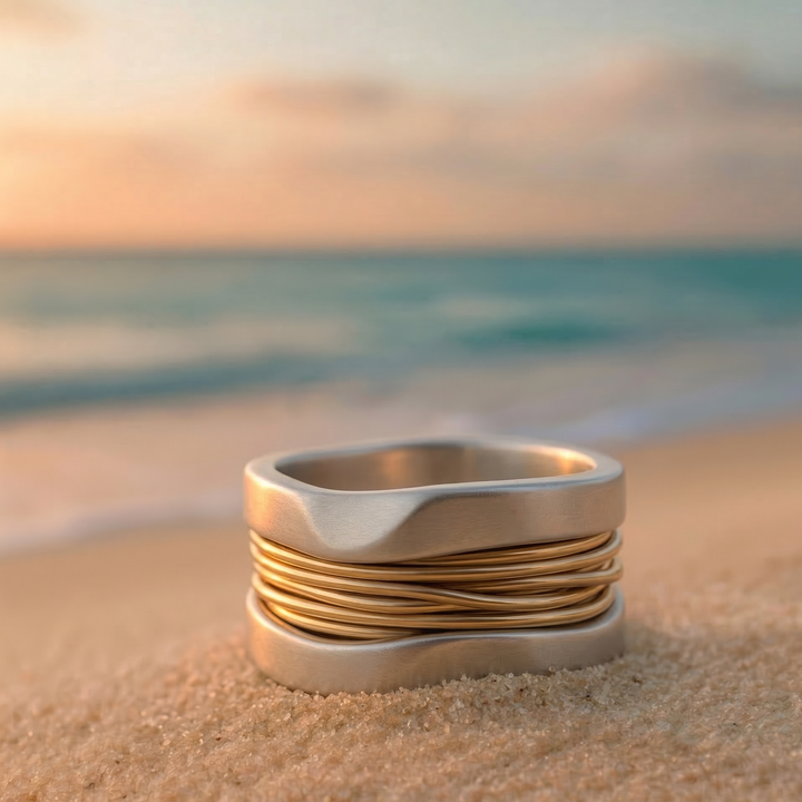 Anillo de espiral y doble aro