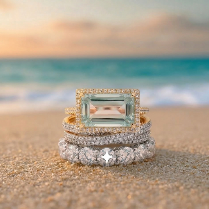 Conjunto de anillos vintage turquesa