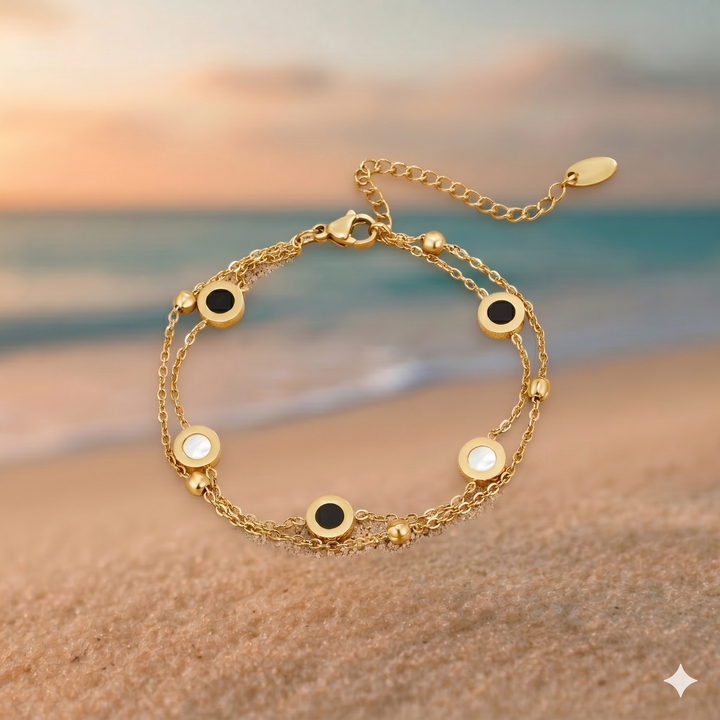 Pulsera de ónix y piedra blanca