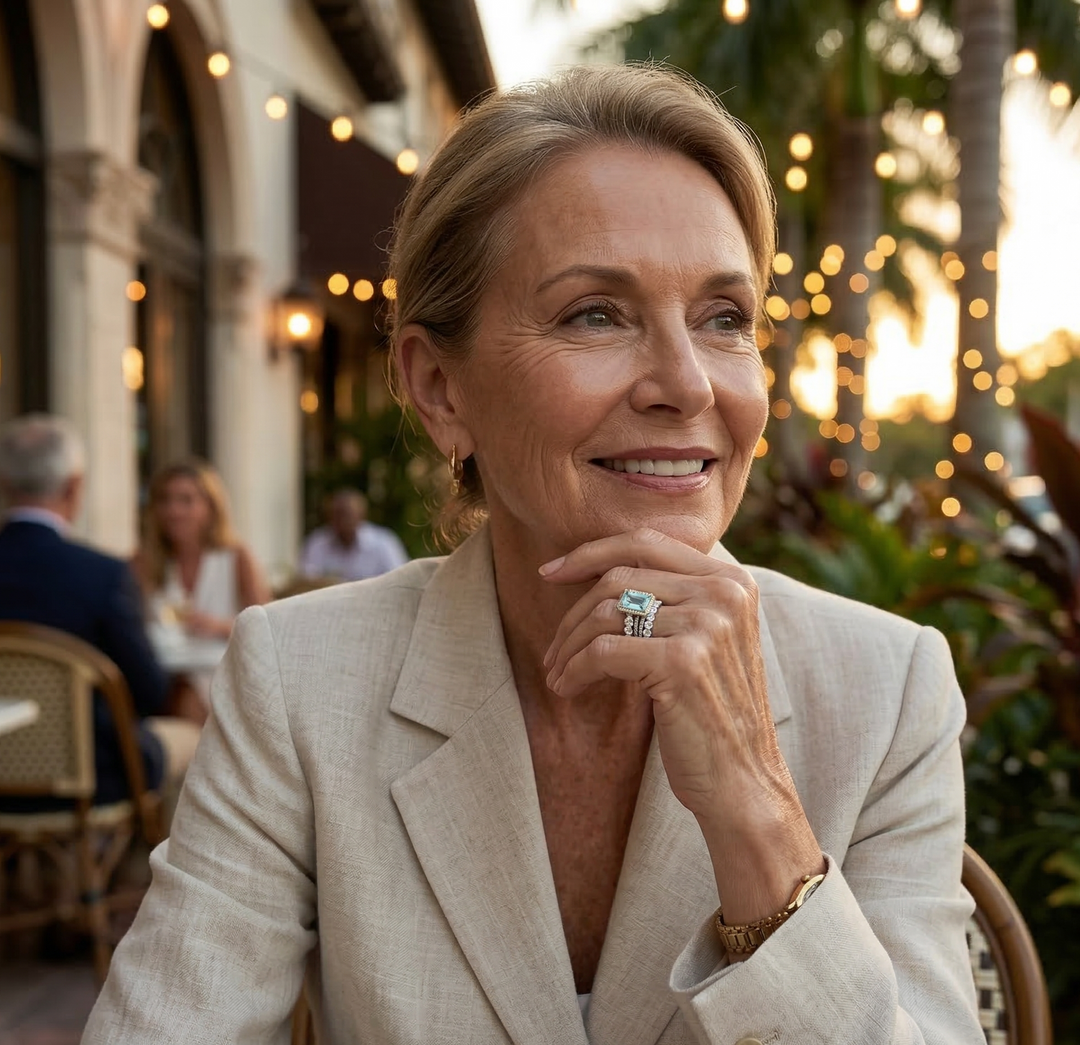 Anillo vintage con ópalo blanco