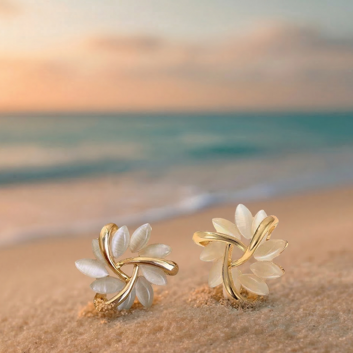 Pendientes de Aro con Flores de Ópalo