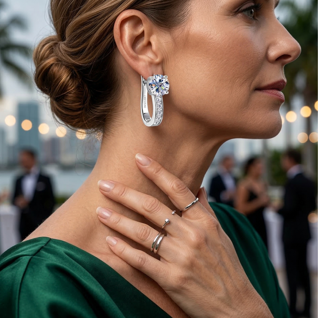 Pendientes Huggie de Moissanite Kanal