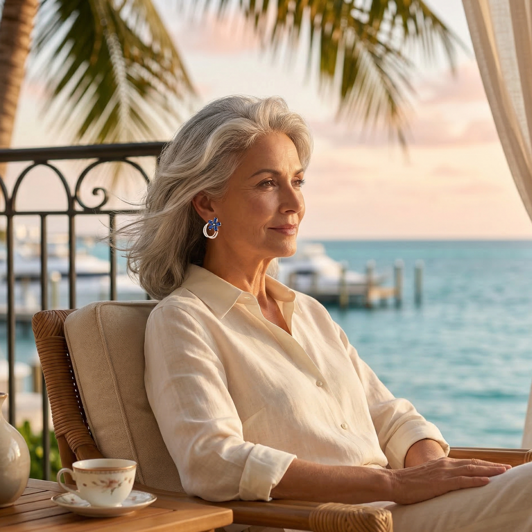 Elegantes Pendientes Daisy de Cristal Azul