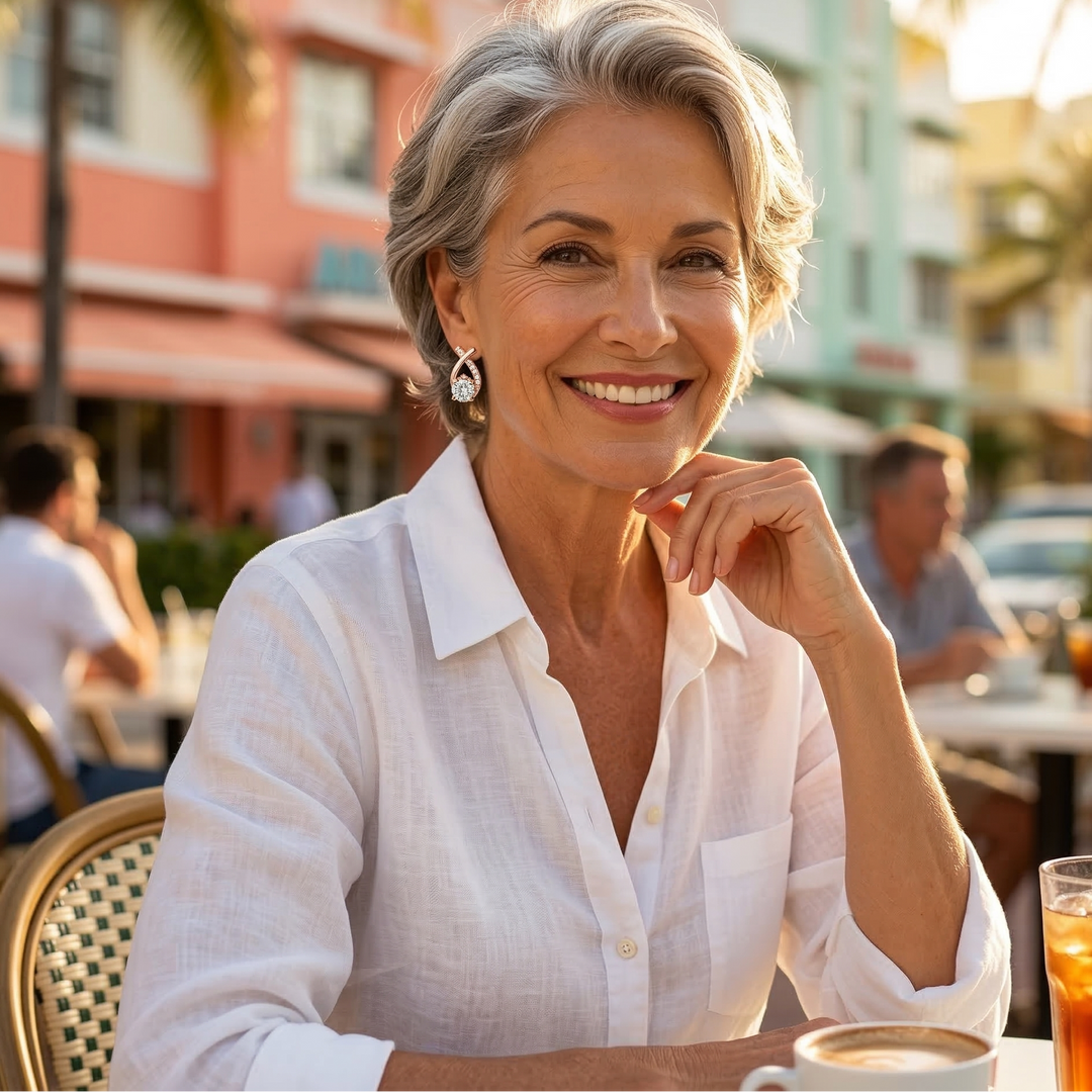 Pendientes Leni con cruz y circonitas