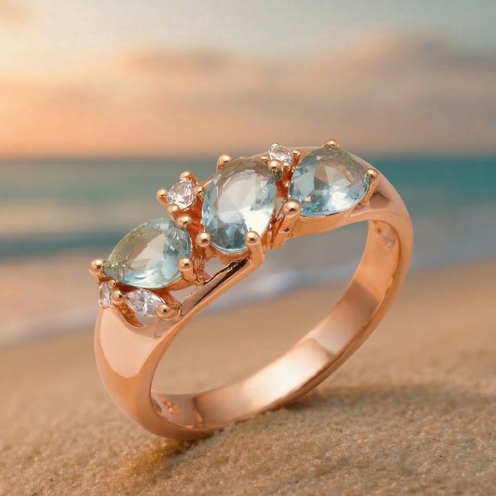 Anillo vintage azul elegante