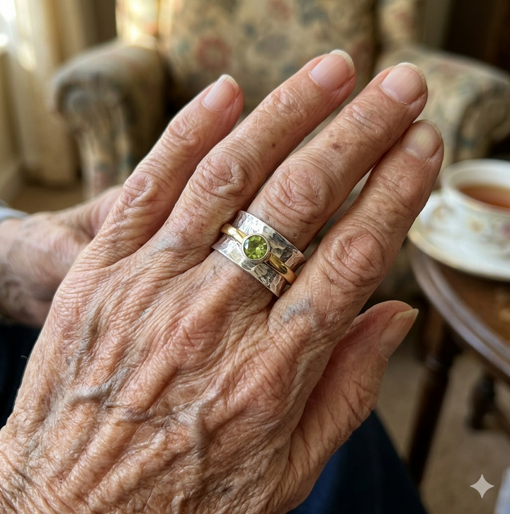 Anillo de piedra verde elegante