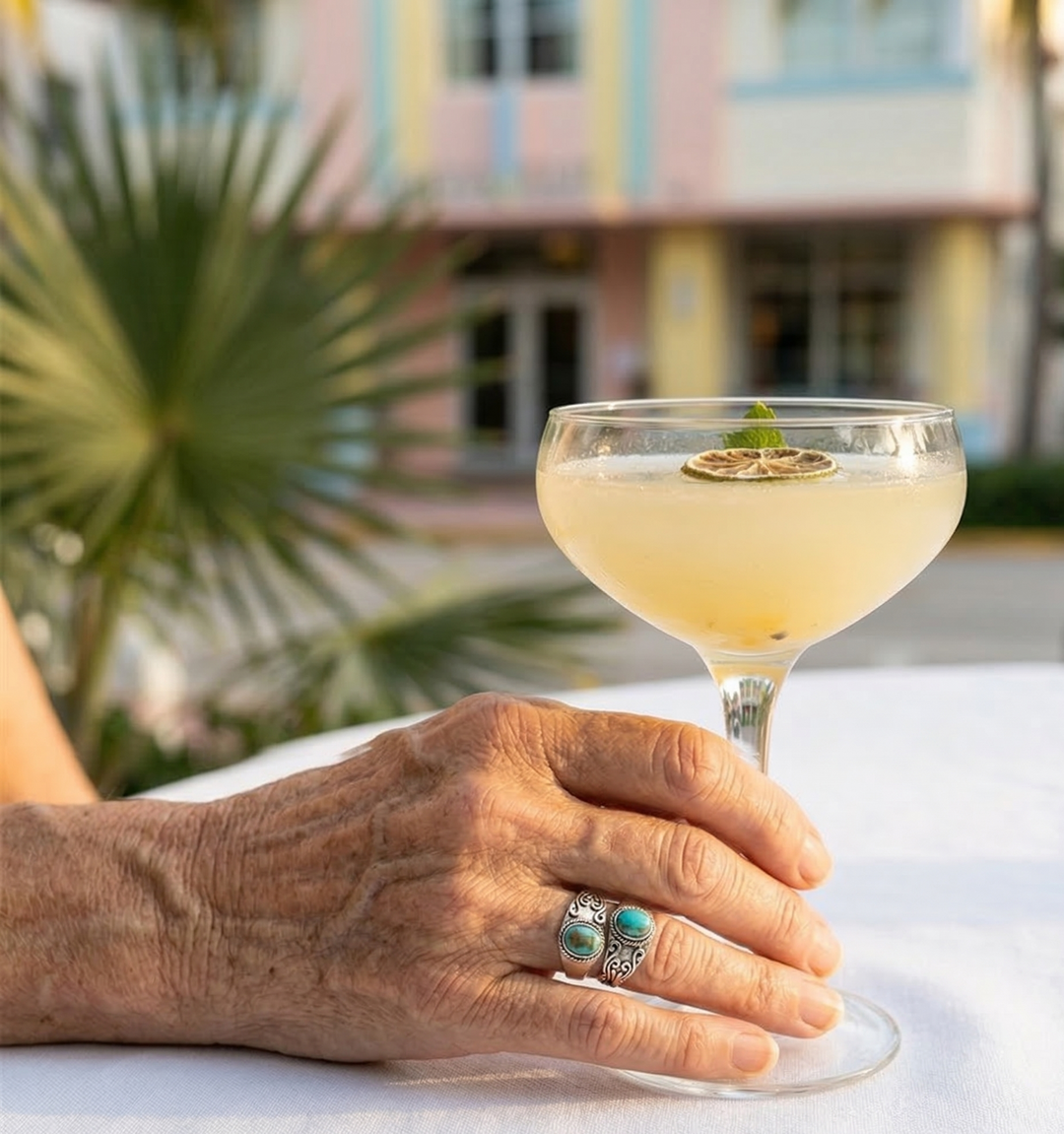 Anillo elegante vintage con banda cruzada y turquesa