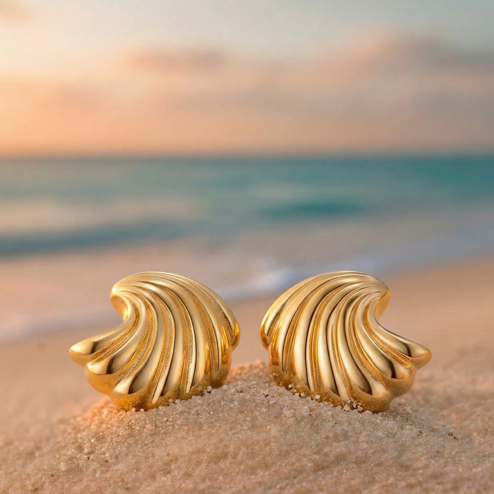 Pendientes de Concha Dorada