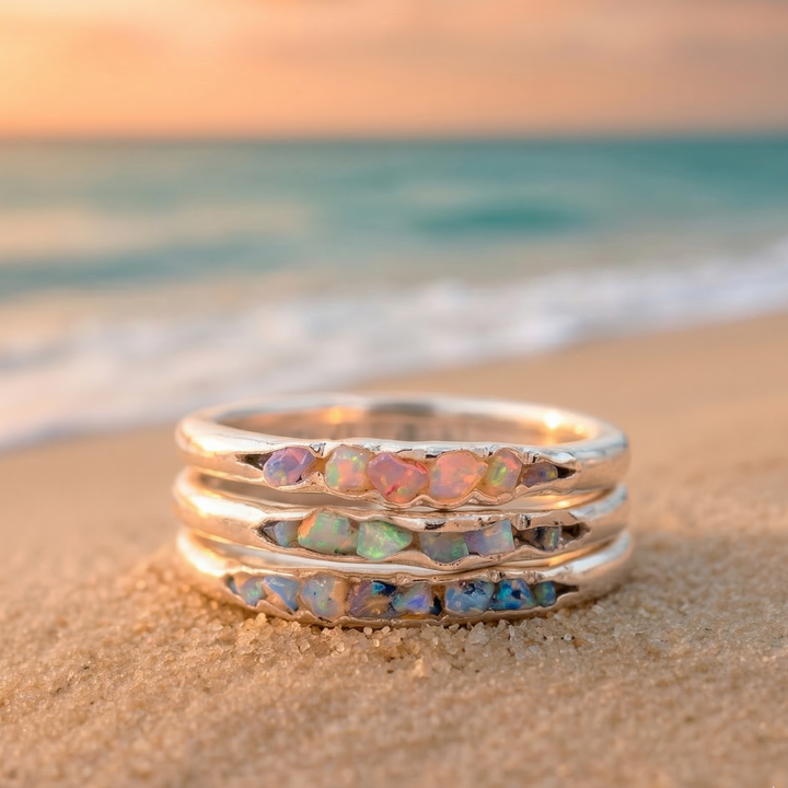 Mabel  Anillo con Piedras Azules Vintage en Capas