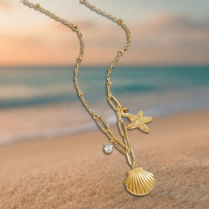 Collar de Concha Dorada y Estrella de Mar
