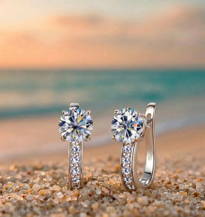 Pendientes Huggie de Moissanite Kanal