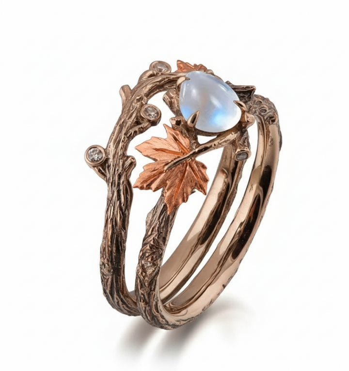 Anillo hecho de piedra lunar natural