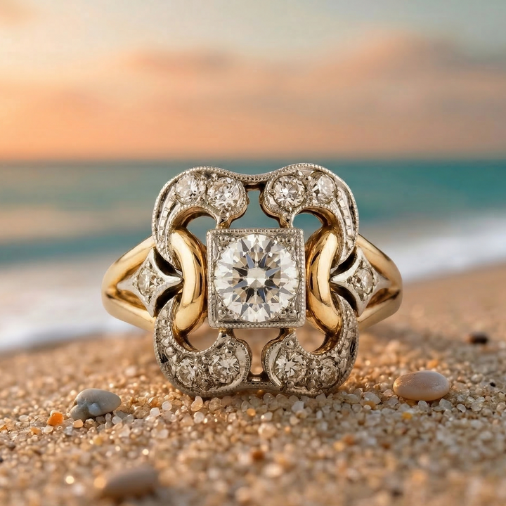 Anillo vintage con circonia