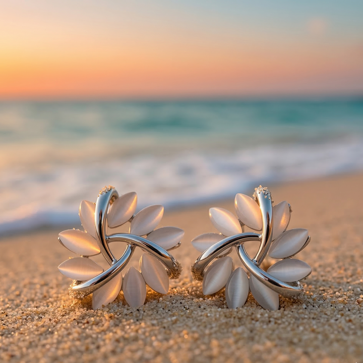 Pendientes de Aro con Flores de Ópalo