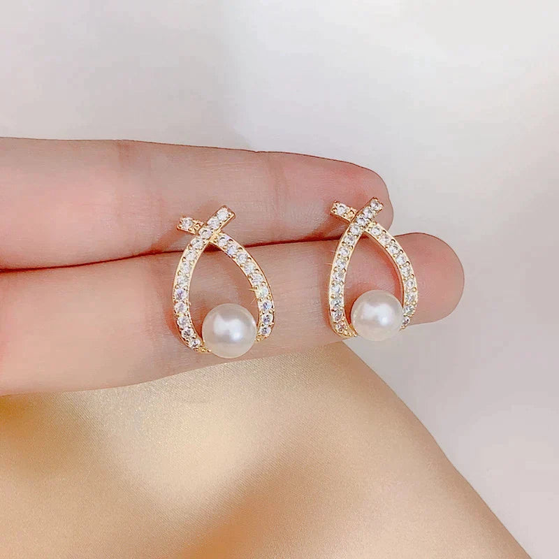 Pendientes con perlas y brillo