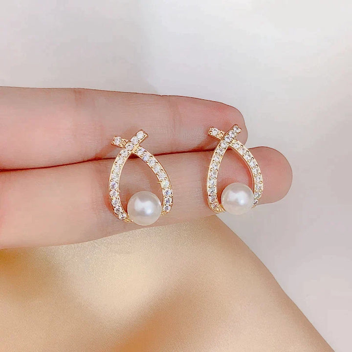 Pendientes con perlas y brillo