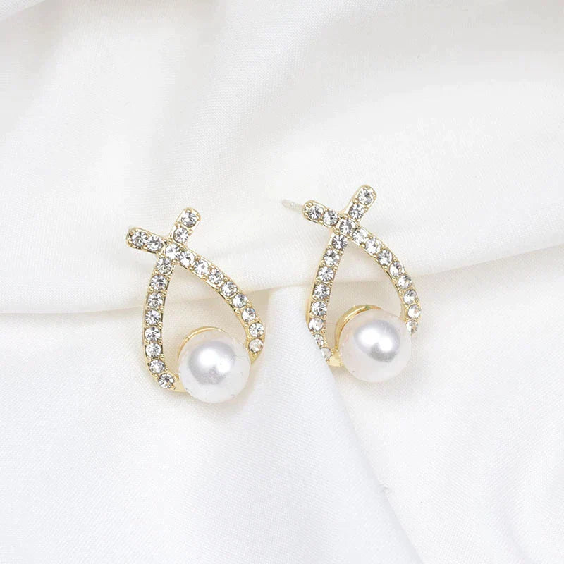Pendientes con perlas y brillo