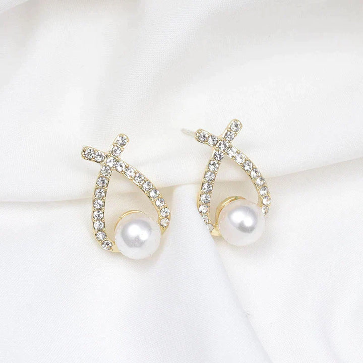 Pendientes con perlas y brillo