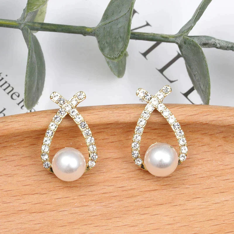 Pendientes con perlas y brillo