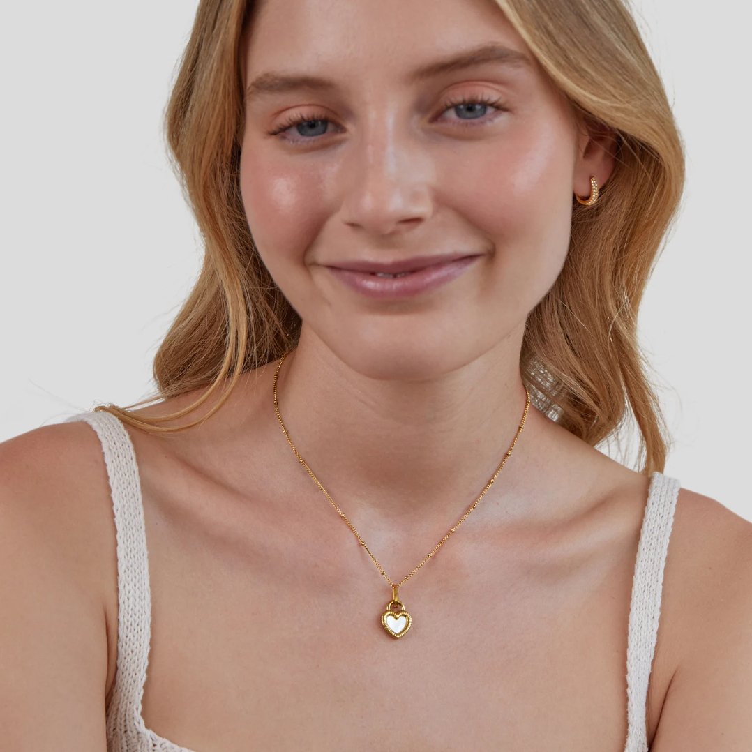 'Falling For You' Collar de corazón reversible