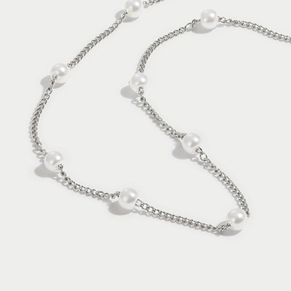 Nura Perla Collar Plateado
