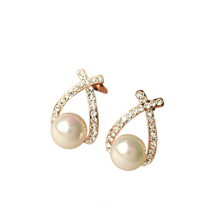 Pendientes con perlas y brillo