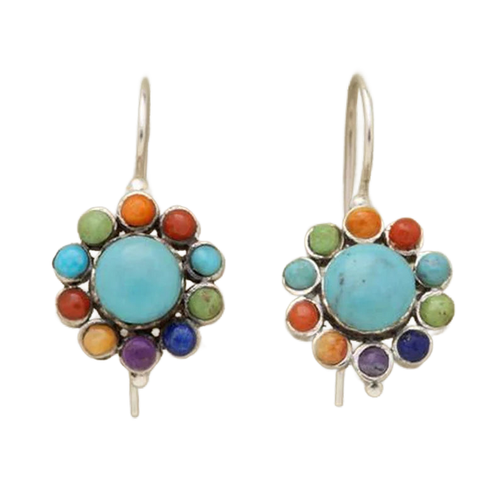 Pendientes de Aro con Turquesa Multicolor