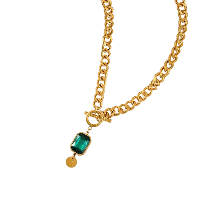 Collar de esmeralda grueso con colgante