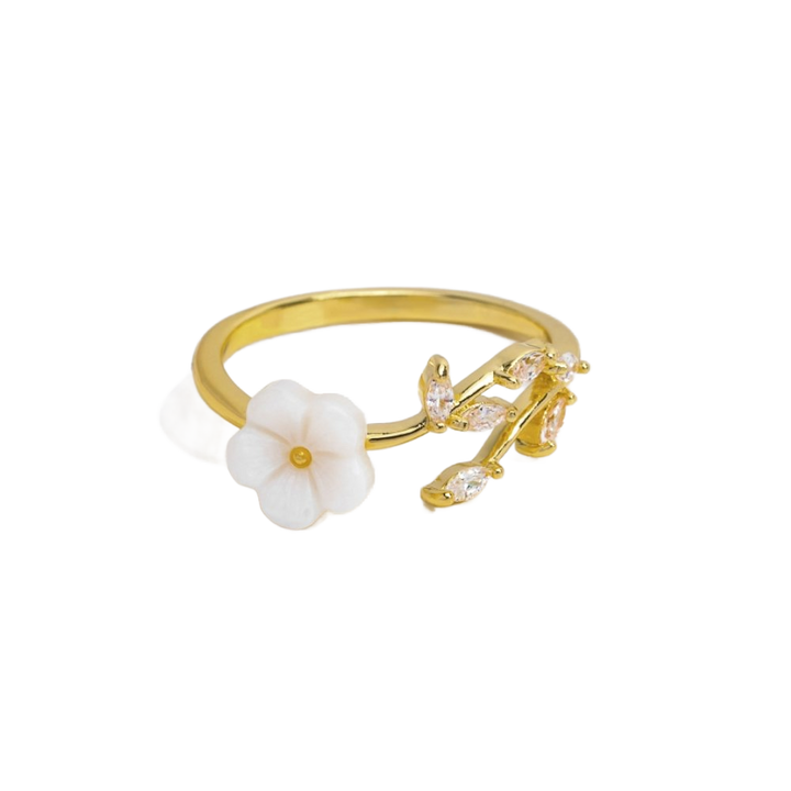 Anillo Estela de Flores Blancas