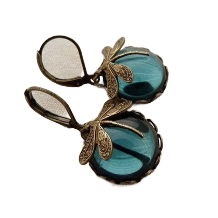 Pendientes Antiguos de Libélula Dorada